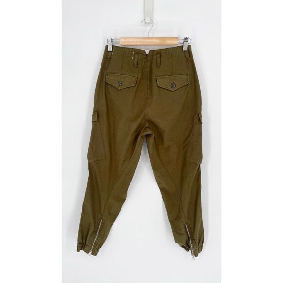 Rag & Bone Field Cargo Joggers Olive Green Ankle Zip High Rise Cotton Women's 25 - Picture 5 of 8